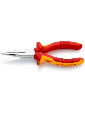 KNIPEX 25 06 160 Düz Kargaburun VDE Sarı Kırmızı 160 mm