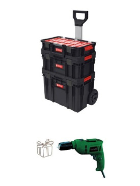 TAKIM ÇANTASI QBRİCK SYSYEM TWO SET PLUS VARİO (ID-500C) MATKAP HEDİYELİ TEKERLİ 3 KATLI SİYAH ÇEKME KOLLU